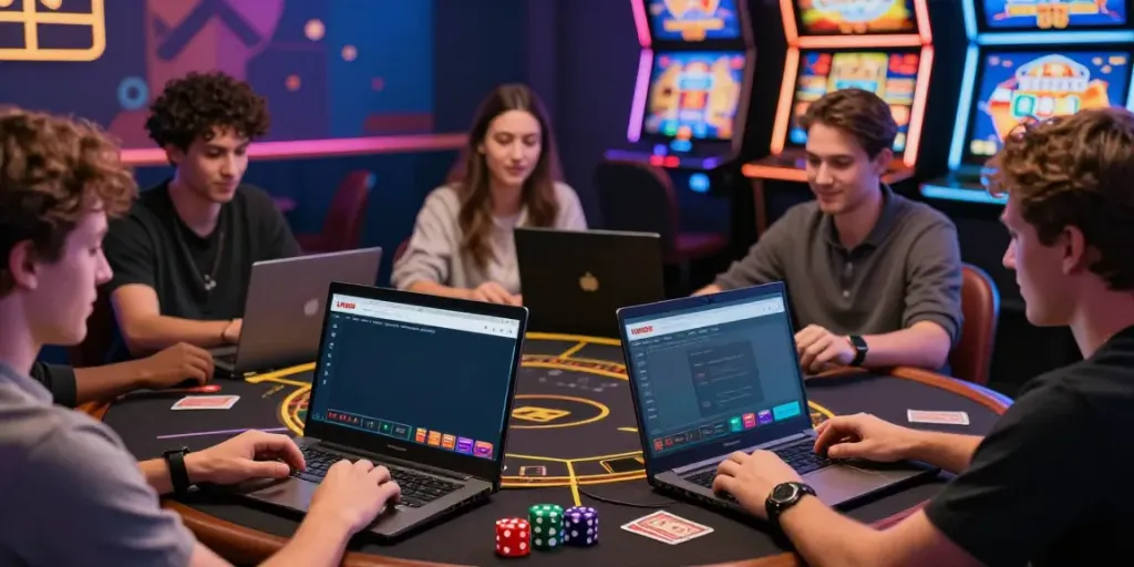 Engaged players at UK88 online gambling platform, showcasing vibrant gaming atmosphere.