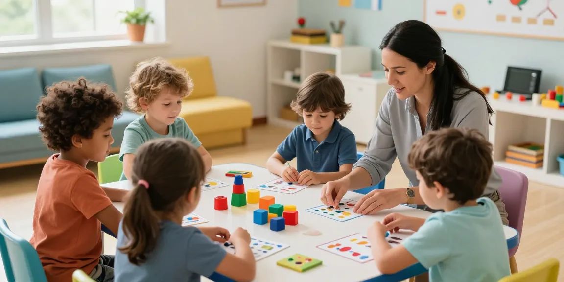 Children learning with ABA principals in a nurturing therapy room