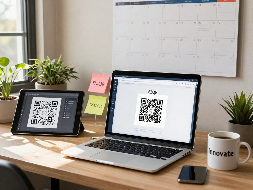 Creating QR Code Generator Online in a modern workspace with a developer focused on their screen.